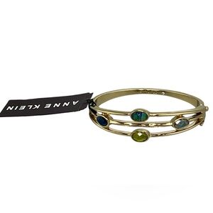 ANNE KLEIN Gold-Tone Multi Stone Spring Hinge Bracelet